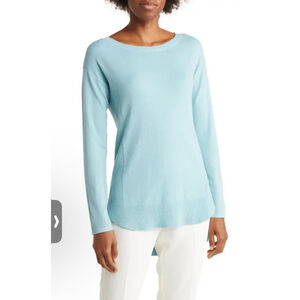 Women's Cyrus Light Blue Long Sleeve Crew Neck Sweater Size L